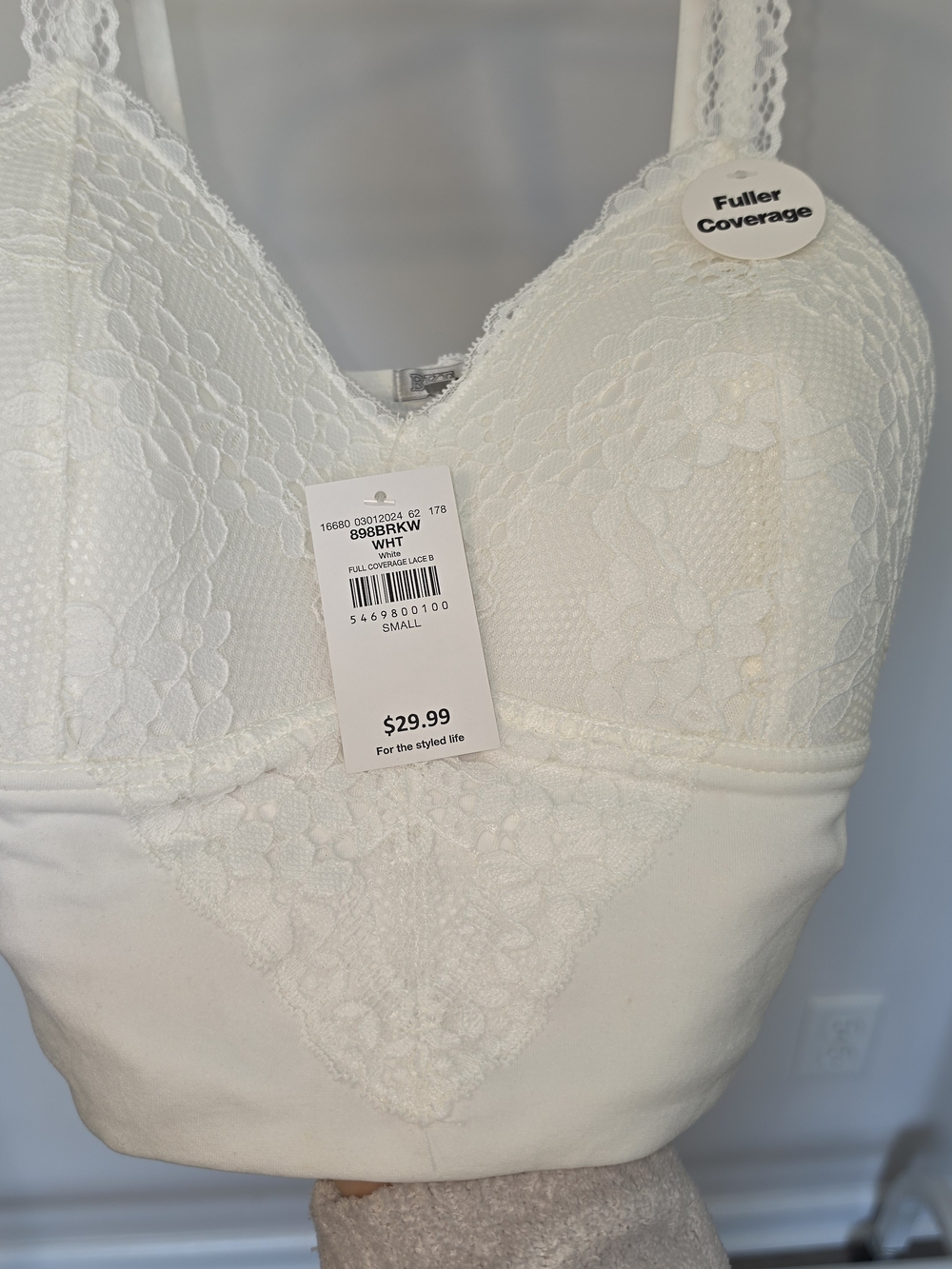 BKE White Lace Fuller Coverage Bralette